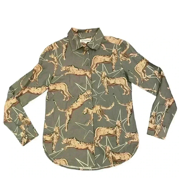 LAS SUREÑAS SHIRT LEOPARD STAR GREEN - Picture 2 of 10